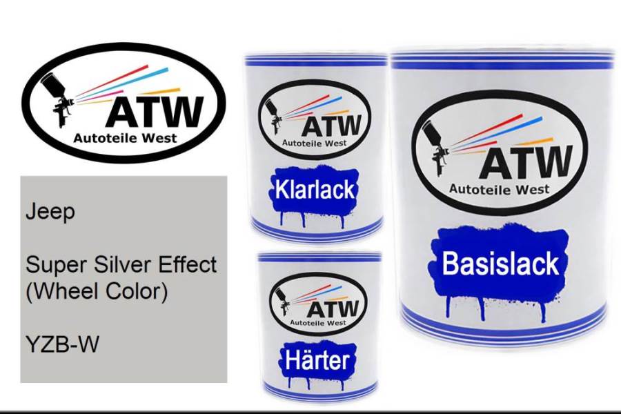 Jeep, Super Silver Effect (Wheel Color), YZB-W: 1L Lackdose + 1L Klarlack + 500ml Härter - Set, von ATW Autoteile West.